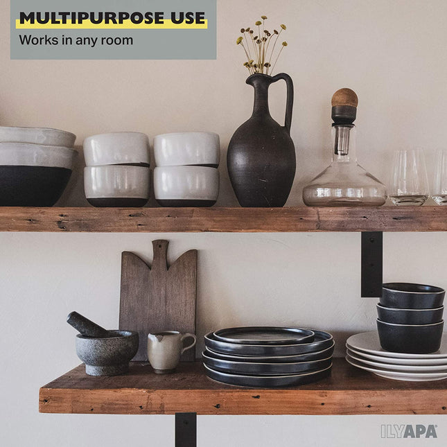 Heavy Duty Floating Shelf Brackets, 4 Pack - 8x12 Inch Black Metal Shelf Holders