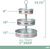 Galvanized Three Tiered Serving Stand - 3 Tier Metal Trays with Copper Trim
