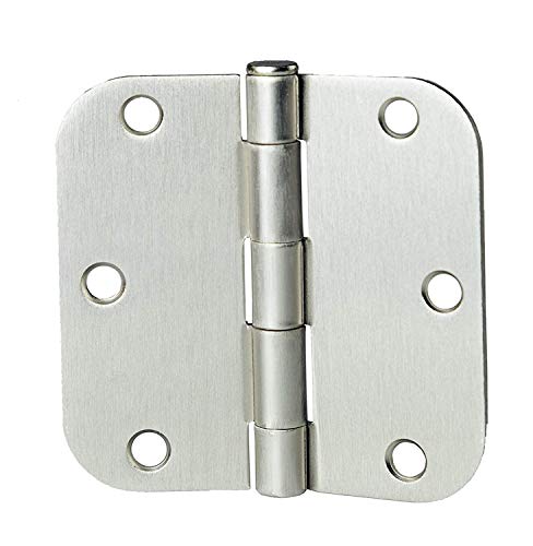 50 Pack of Door Hinges Satin Nickel - 3 1/2 x 3 1/2 Inch Interior Hinges for Doors Brushed Nickel with 5/8 Radius Corners