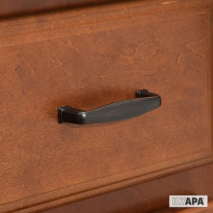 Oil Rubbed Bronze Cabinet Handles - 3 Inch Hole Center Modern Drawer Pulls - 10 Pack of Kitchen Cabinet Hardware