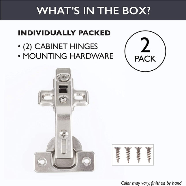 Corner Cabinet Hinges Satin Nickel, 2 Pack - Frameless Self Closing 135 Degree Lazy Susan Kitchen Cabinet Door Hinge Hardware