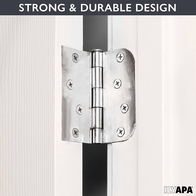 9 Pack of Door Hinges Satin Nickel - 4 x 4 Inch Interior Hinges for Doors with 5/8 Inch Radius