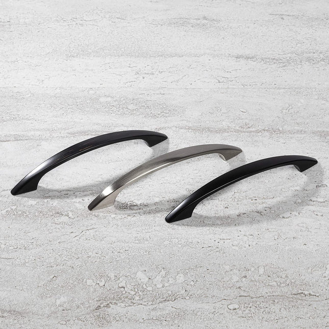 Black Kitchen Cabinet Pull Handles - 3 Inch Hole Center Handle Pulls - 10 Pack of Kitchen Cabinet Hardware