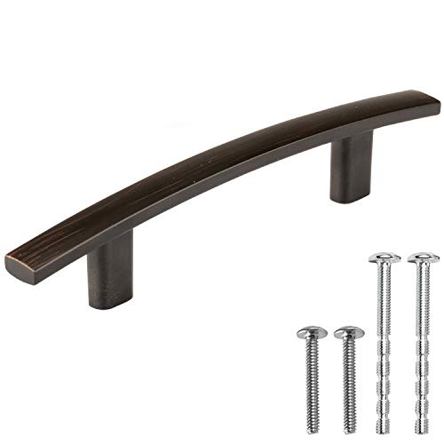 Oil Rubbed Bronze Kitchen Cabinet Handles - 3 Inch Hole Center Curved Bar Pulls