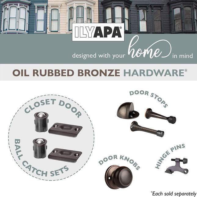 Closet Door Ball Catch Hardware, 4 Pack - Oil Rubbed Bronze Drive-in Ball Catch with Strike Plate