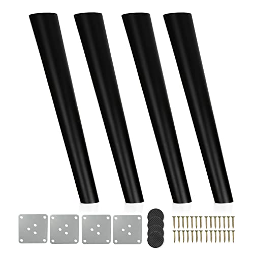 Ilyapa Wooden Tapered Oblique Furniture Leg - Set of 4 Black 8 Inch Mid Century Modern Tapered Replacement Furniture Feet for Chairs, Coffee Tables, Cabinets