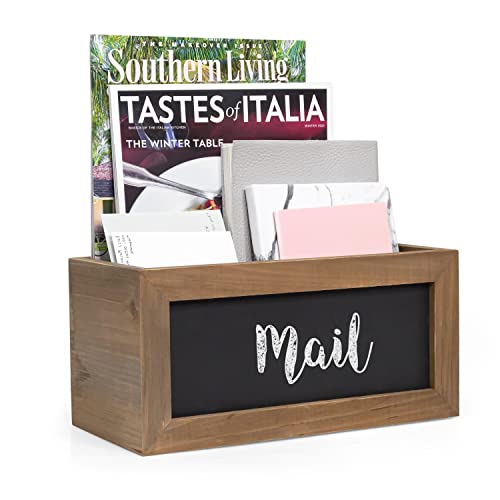 Ilyapa Tabletop Mail Sorter with Chalkboard - Rustic Brown Wood