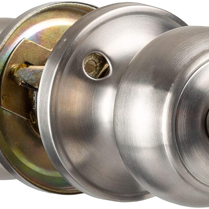 Interior Privacy Door Knob - Keyless Locking Door Handles for Bedroom or Bathroom - Satin Nickel Finish