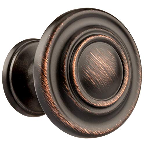 Oil Rubbed Bronze Kitchen Cabinet Knobs - Round Ringed Drawer Handles - 25 Pack of Kitchen Cabinet Hardware