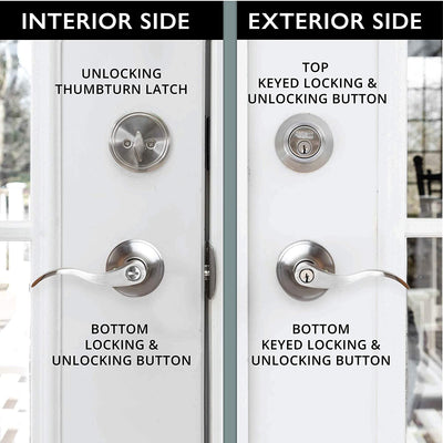 Entry Door Handle and Deadbolt Lock Set, 3 Pack - Satin Nickel Lever