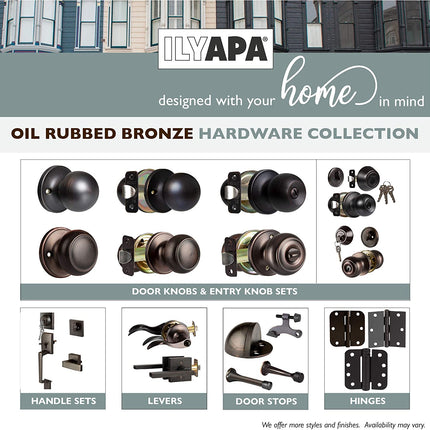 Ilyapa Privacy Door Knob for Bed/Bath - Ball, Oil Rubbed Bronze Interior Keyless Turn Thumb Locking Round Door Handle, Oil Rubbed Bronze