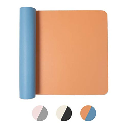 Office Desk Mat, Double Sided Dark Blue & Tan - 28 x 17 Inch Leather Style Computer Pad for Desk