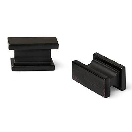 Ilyapa Oil Rubbed Bronze Kitchen Cabinet Knobs - Rectangle Drawer Handles - 10 Pack of Kitchen Cabinet Hardware
