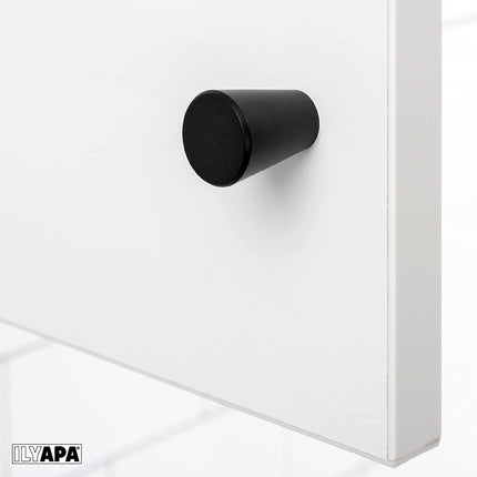 Ilyapa Flat Black Kitchen Cabinet Knobs - Circular Cone Drawer Handles - 10 Pack of Kitchen Cabinet Hardware