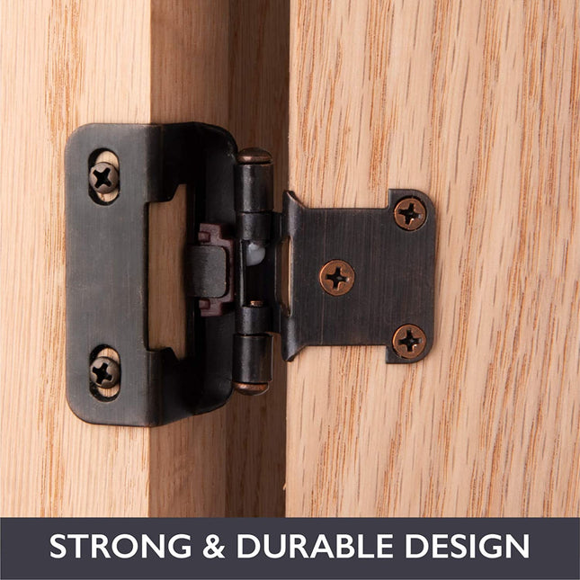 Self Closing Cabinet Hinges Oil Rubbed Bronze, 50 Pack - 1/2 Inch Overlay 3/4 Inch Frame Semi Wrap Kitchen Cabinet Door Hinge Hardware