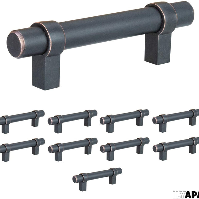 Oil Rubbed Bronze Kitchen Cabinet Pulls - 3 Inch Bar - 10 Pack of Kitchen Cabinet Hardware