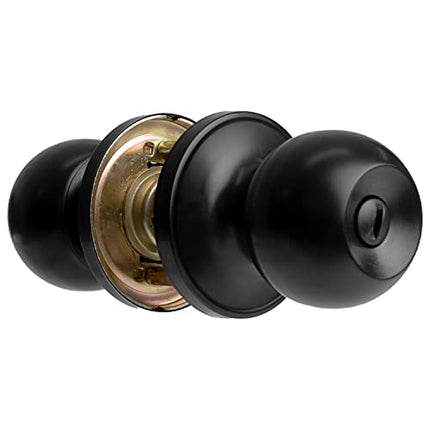 Ilyapa Passage Door Knob for Hall/Closet - Modern Short, Black Interior Keyless Non Locking Round Door Handle, Black
