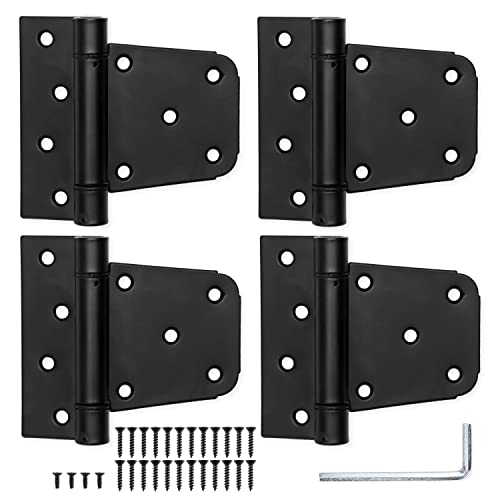 Heavy Duty Shed Door Hinges, 4 Pack- Black Square for Gate, Barn or Storage Shed