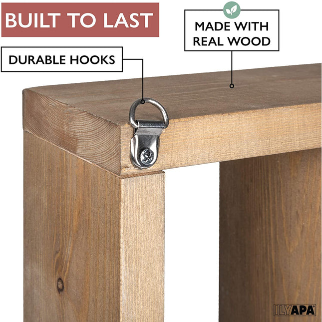 Ilyapa Knick Knack Shelf, Barnwood - Wall Mount or Freestanding Organizer Stand for Oils, Coffee Mugs, Crystals, Rocks, Curios & More