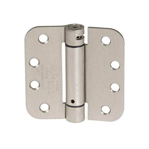 Self Closing Door Hinges, 2 Pack, Satin Nickel - 4x4 Inch Interior Spring Hinges for Doors