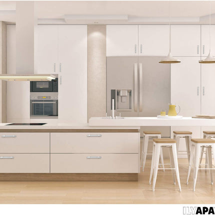 Satin Nickel Kitchen Cabinet Pulls - 3 Inch Hole Center Bar - 10 Pack of Kitchen Cabinet Hardware - New Design