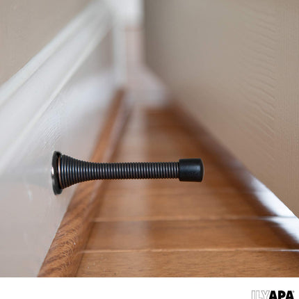 10 Pack of Oil Rubbed Bronze Spring Door Stops - 3 1/4 Inch Heavy Duty Door Stop - Traditional Spring Door Stop Bronze w/Rubber Bumper