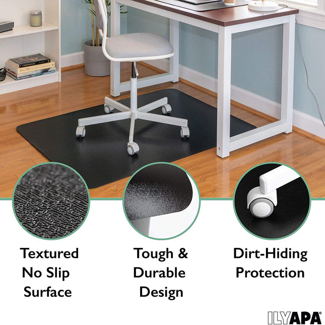 Ilyapa Office Chair Mat for Hardwood Floors 36 x 48 - Black Floor Mats for Desk Chairs