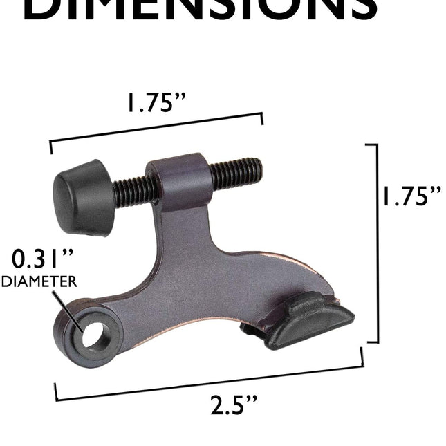 6 Pack Hinge Pin Oil Rubbed Bronze Door Stops -Heavy Duty Adjustable Door Stopper 2-1/2" x 1-3/4",with Black Rubber Bumper Tips