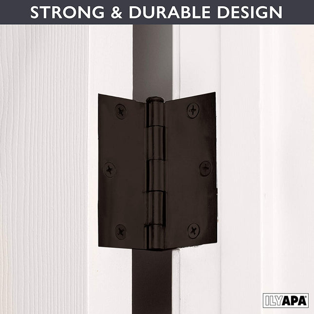 18 Pack of Door Hinges Oil Rubbed Bronze - 3 ¬Ω x 3 ¬Ω Inch Square Interior Hinges for Doors