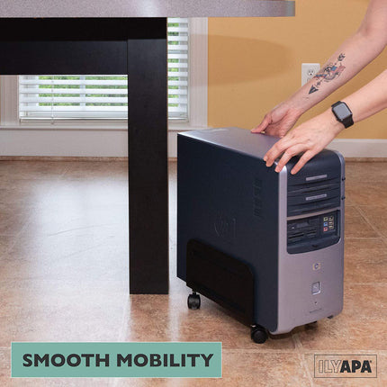 PC Computer Tower Stand with Wheels - Mobile CPU Holder Cart for Desktop