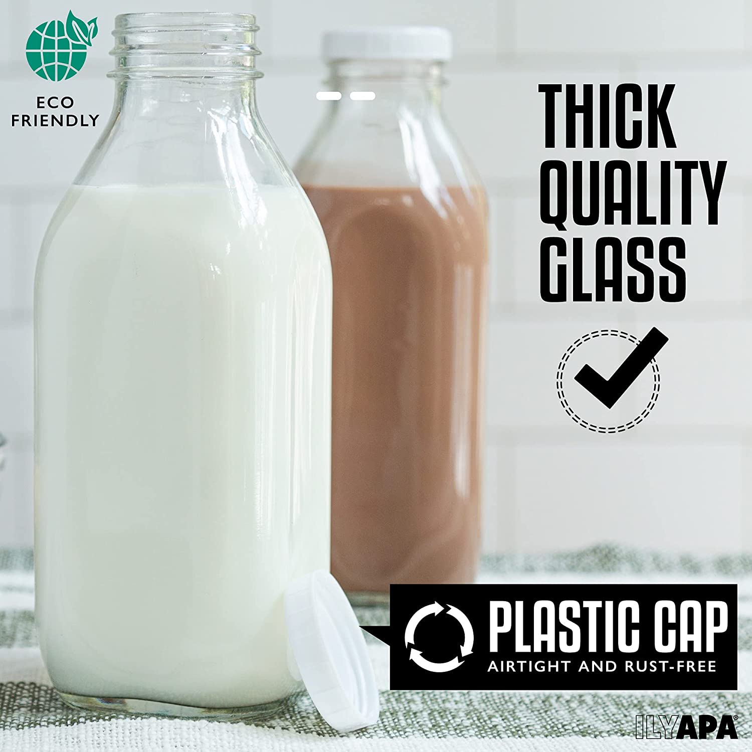 1 Quart Glass Milk Bottle With Lid