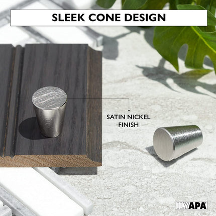 Ilyapa Satin Nickel Kitchen Cabinet Knobs - Circular Cone Drawer Handles - 25 Pack of Kitchen Cabinet Hardware