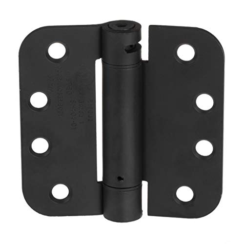 Self Closing Door Hinges, 2 Pack, Black - 4x4 Inch Improved Interior Spring Hinges for Doors with 5/8" Radius Corners