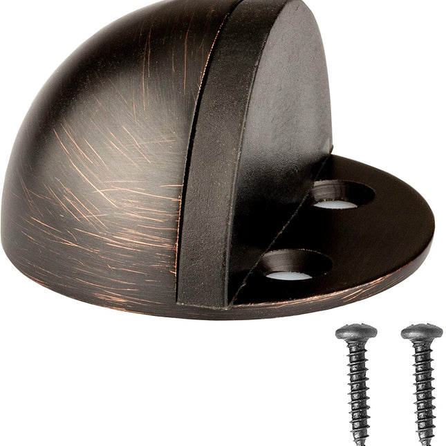 Ilyapa Half Dome Heavy Duty Floor Mounted Door Stop-Rubber Bumper - Black 2 Pack