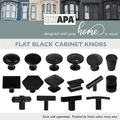 Black Kitchen Cabinet Knobs, 25 Pack - Modern Square T-Knob Drawer Pull Handle Hardware