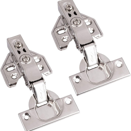 Soft Close Cabinet Hinges Satin Nickel, 2 Pack - Frameless Full Overlay Kitchen Cabinet Door Hinges Hardware