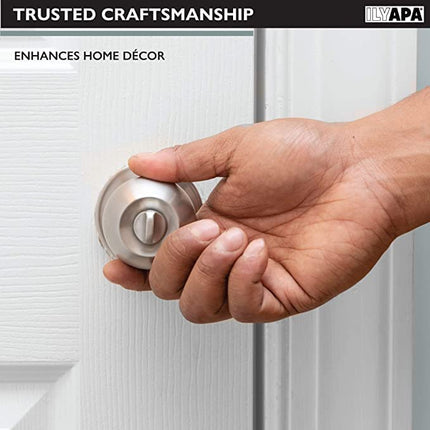 Interior Privacy Door Knobs, 10 Pack - Keyless Locking Ball-Satin Nickel Finish