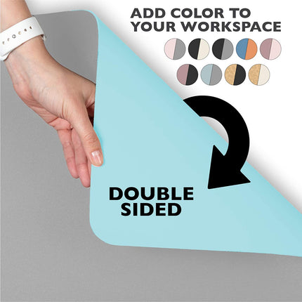 Office Desk Mat, Double Sided Gray & Light Blue - Large 47 x 23 Inch Leather Style Computer Pad for Desk