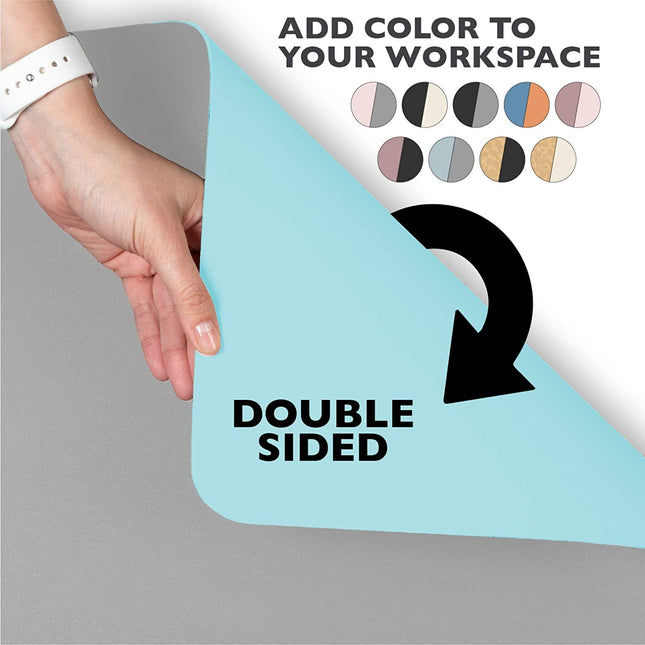 Office Desk Mat, Double Sided Gray & Light Blue - Large 47 x 23 Inch Leather Style Computer Pad for Desk
