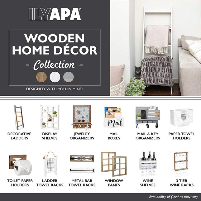 Ilyapa Window Frame Wall Decor 2 Pack - 11x15" Rustic Wood