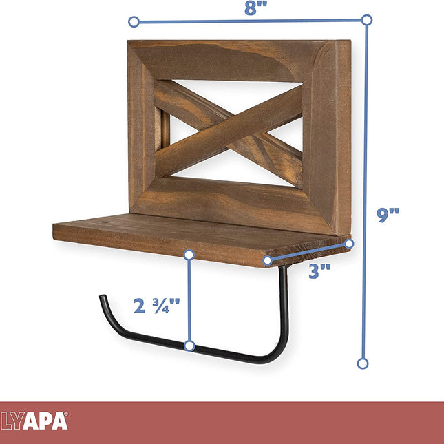 Farmhouse Toilet Paper Holder for Bathroom - Barnwood Rustic Wood Wall Mount