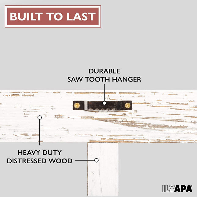 Ilyapa Window Frame Wall Decor 2 Pack - 11x15" Rustic White Wood