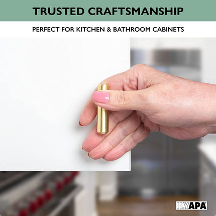 Brushed Gold Kitchen Cabinet Knobs, 10 Pack - T-Knob Drawer Pull Handle Hardware