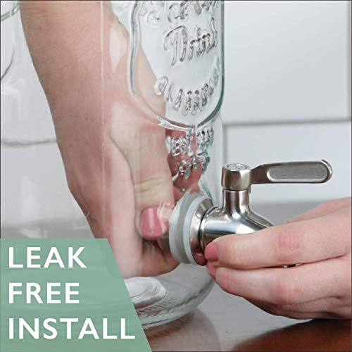 Outdoor Glass Beverage Dispenser with Stainless Steel Spigot - 2 Gallon Drink Dispenser for Lemonade, Tea, Cold Water & More