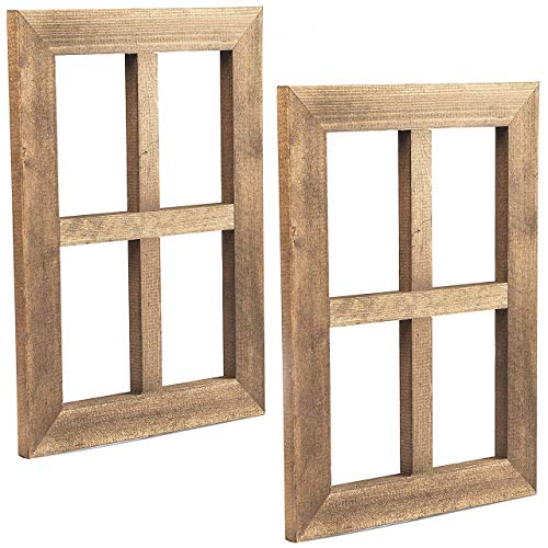 Ilyapa Window Frame Wall Decor 2 Pack - 11x15" Rustic Wood