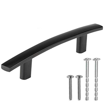 Black Kitchen Cabinet Handles - 3 Inch Hole Center Curved Bar Pulls - 25 Pack of Kitchen Cabinet Hardware