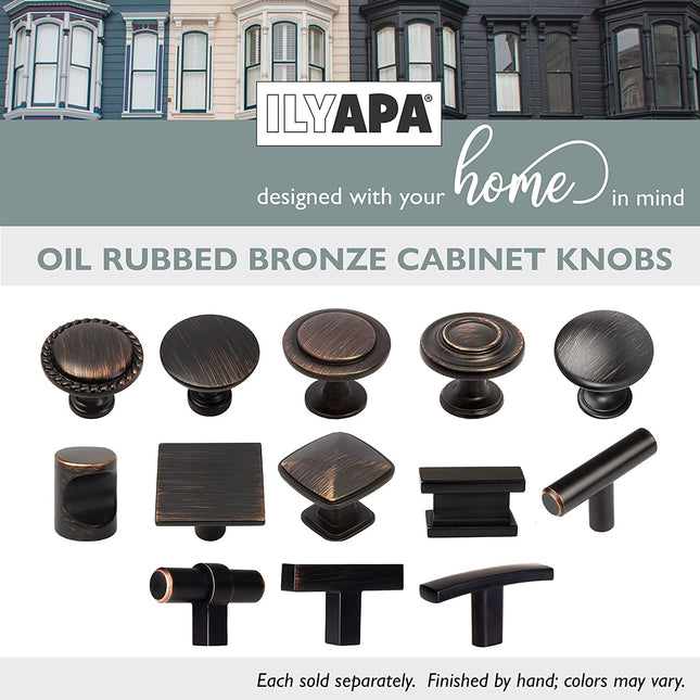 Oil Rubbed Bronze Kitchen Cabinet Knobs, 25 Pack - Curved T-Knob Drawer Pull Handle Hardware