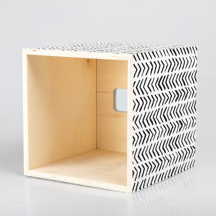 Ilyapa Wooden Tissue Box Cover, White Wood Herringbone Design - Modern Printed White Wooden Tissue Holders