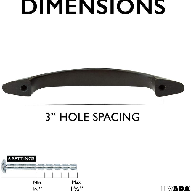 Oil Rubbed Bronze Kitchen Cabinet Pull Handles - 3 Inch Hole Center Handle Pulls - 5 Pack of Kitchen Cabinet Hardware