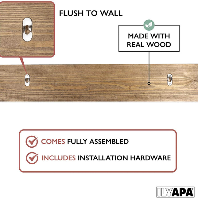 Ilyapa Wall Towel Rack for Bathroom - Rustic Barnwood & Black Metal Bar